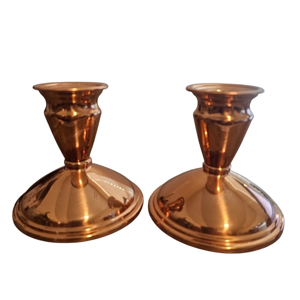 Vintage Coppercraft Guild Solid Copper Taper Candlestick Holders Set of 2 MCM